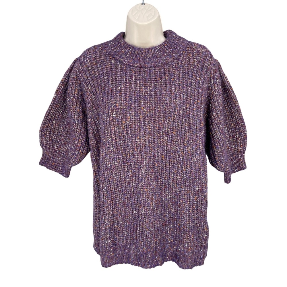 Maurices Sweater Woman Coquette Preppy Mock Neck Puff Sleeve Size XXL Purple